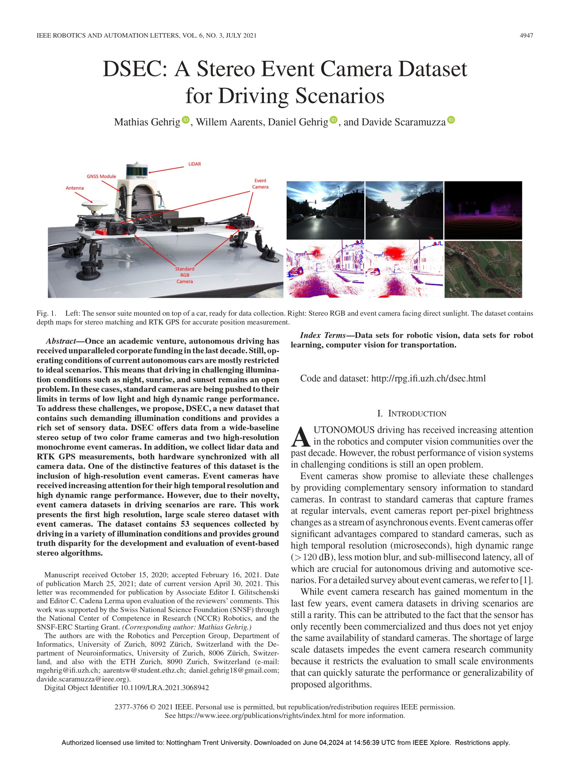 DSEC_A_Stereo_Event_Camera_Dataset_for_Driving_Scenarios Dsec: A stereo event camera dataset for driving scenario