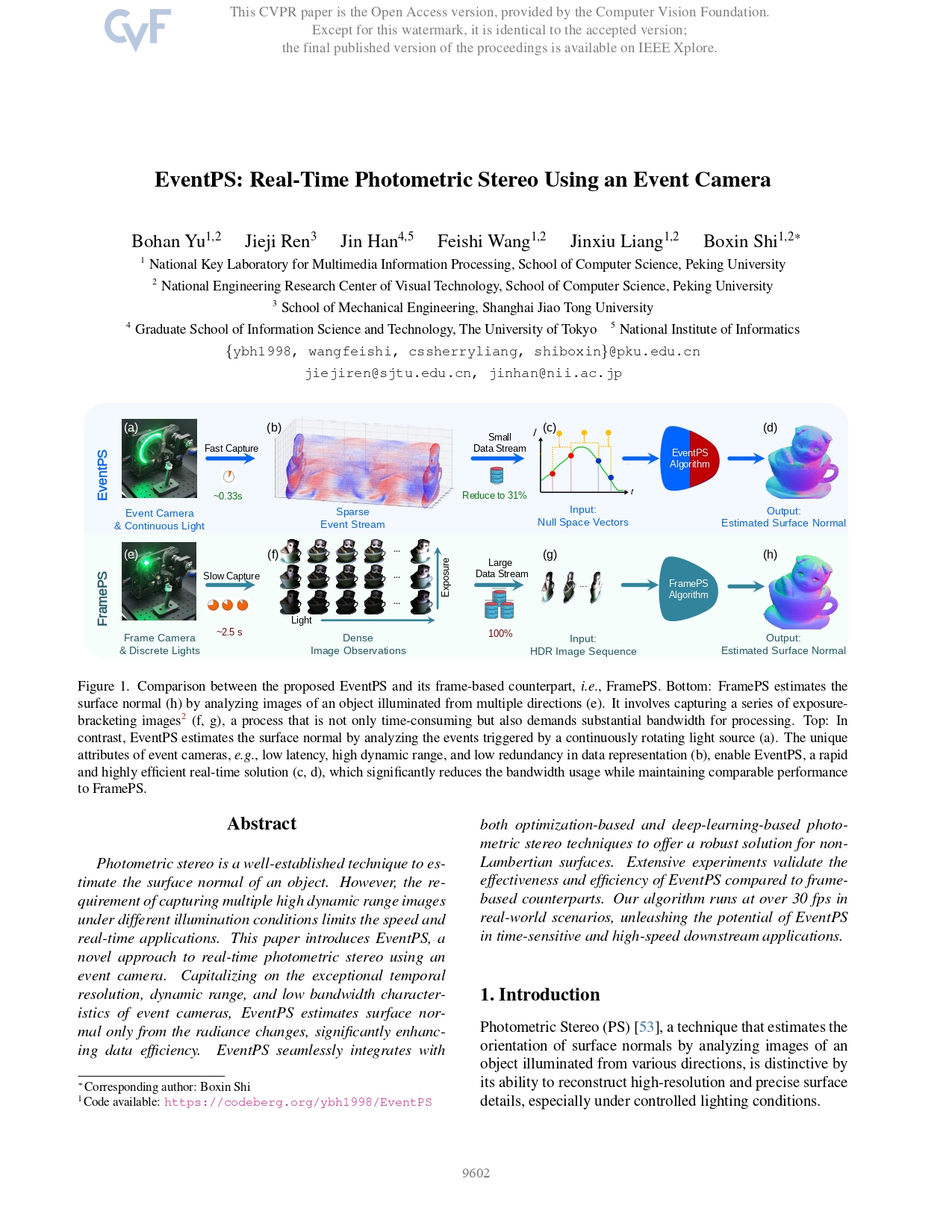 EventPS Real-Time Photometric Stereo Using an Event Camera EventPS Real-Time Photometric Stereo Using an Event Camera